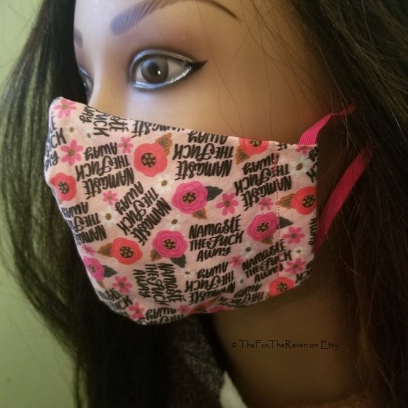 Pretty Flowers and Swears Fitted Face Mask - Picture 2 of 8